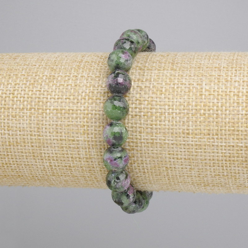 Zoisite Faceted Bead Bracelet, diameter 8mm+-, length 18cm+- stretch