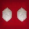 (22x22 mm) Women's earrings with white rhinestones, light metal, wedding and evening studs (studs) classic medium