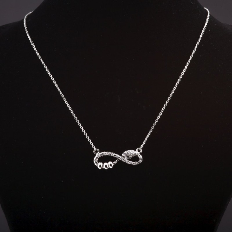 Pendant on Anchor Chain 52 cm, Infinity Snake 3 cm, Metal Color 'Light Silver'
