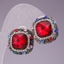 Earrings 2–3 cm Rainbow Square Crystals Red