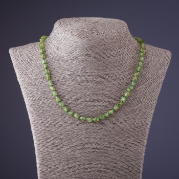Chrysoprase Necklace, Natural Stone, Faceted Beads, 45 cm Length ±, 5 mm Diameter