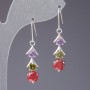 Earrings with Colorful Crystals 'Traffic Light', length 4 cm