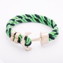 Women's bracelet 'Anchor' blue-green braided textile cord, metal color 'Matte Gold', length 22 cm
