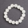 Women's Bracelet with White Cat's Eye Stone, 10 mm Diameter on Elastic, 18 cm Length