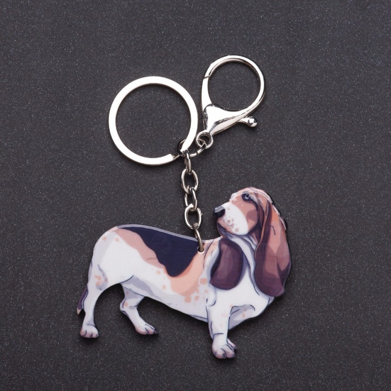 Basset decoupage keychain from the 'Friend' series, 13 cm long