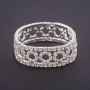 Rhinestone stretch bracelet with 'rings' pattern, white crystals, width 19 cm, circumference 18.5 cm, metal color 'silver'