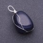 Pendant with natural aventurine stone 'Blue Sand Cairo Night' wire-wrapped, 3x2 cm, assorted sizes