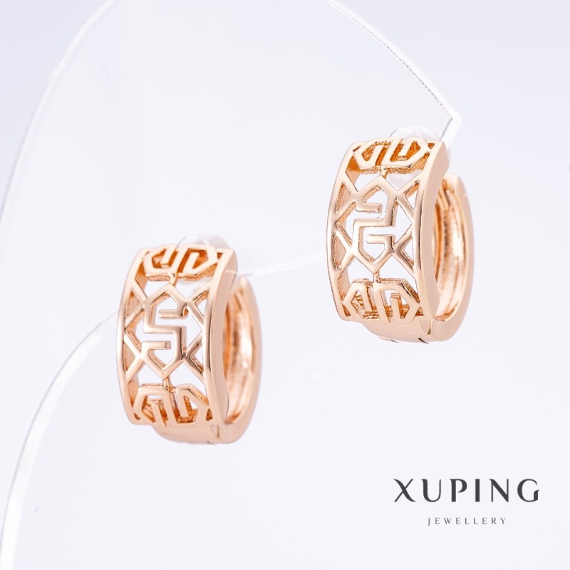 Earrings Xuping with 18K Gold Plating, length 1.5 cm, thickness 8 mm
