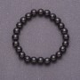 Bracelet made of natural black agate (pressed) smooth bead, 8mm diameter on elastic, 18 cm circumference