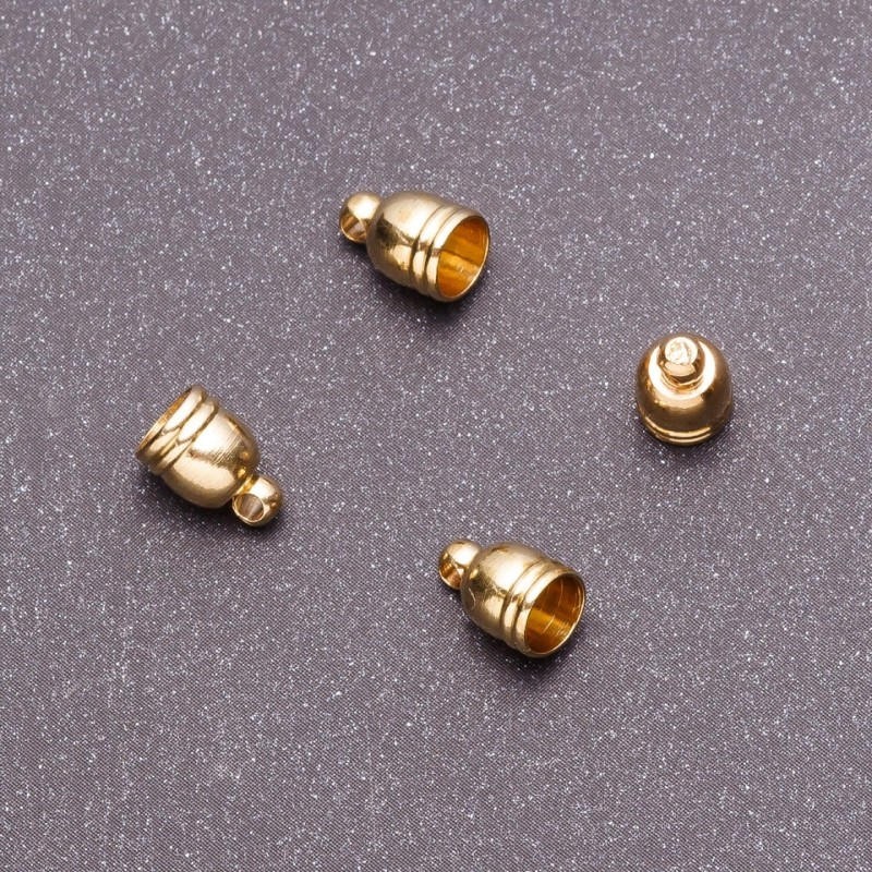 End cap finding 9x6 mm ± d2-5 mm d3-1.5 mm, gold color finish, 18 pcs