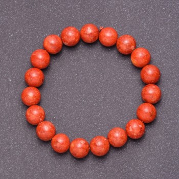 Bracelet made from natural sponge coral on an elastic band, 10 mm bead diameter, 18 cm length