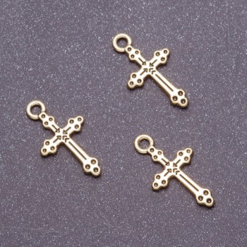 Cross Pendant Findings, Bronze-tone Metal, 12×20 mm, Pack 20 g +/- 36 pcs