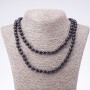 Long Aventurine Necklace «Blue Sand» Cairo Night, smooth beads, 8 mm diameter, 120 cm length