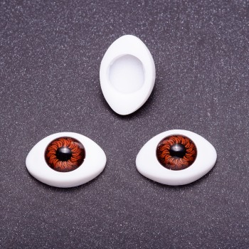 Fittings 'Lifelike Eyes' – Pair, Brown Iris, Diameter 7 mm, 10×13 mm, Faceted, 50 Pairs