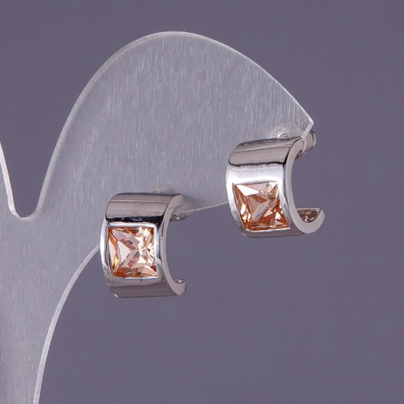 Earrings with yellow crystals 13x9 mm