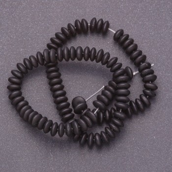 Shungite beads on thread (synthetic) smooth rondelle, 10x4.5 mm, length about 38 cm