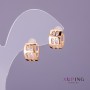 Xuping Earrings with White Stones, 8 mm Diameter, 12 mm Length, Gold Color