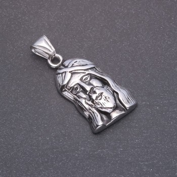 Pendant 'Face' gray metal 20x37x45mm