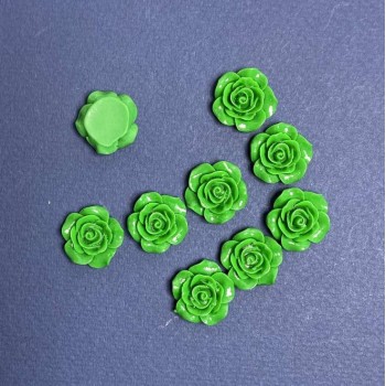 Acrylic Green Rose Cabochon, 18 mm, 17 pcs