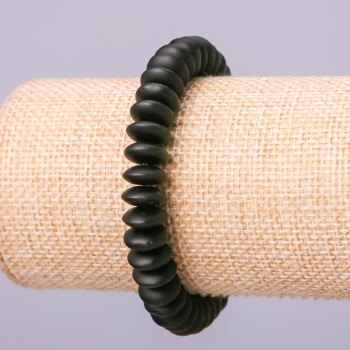 Elastic bracelet with synthetic shungite, smooth rondels, 10×4.5 mm, length 18 cm +