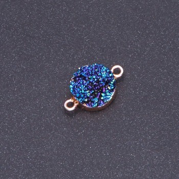 Blue connector "Cosmos" "Druza" acrylic "gold", diameter 14mm L3mm