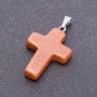 Pendant Cross, Aventurine Stone, Golden Sand 18x25 mm