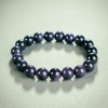 Natural Aventurine Stone Bracelet 'Blue Sand of Cairo Night' on elastic cord, smooth beads, 12 mm diameter