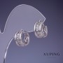 Xuping Earrings, 12x7mm Rhodium-Plated with White Crystals