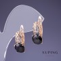Earrings Xuping with black zircon 18x9mm '18K Gold Plating'