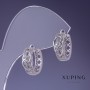 Xuping 6x14mm Rhodium-Plated Earrings with White Crystals