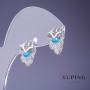 Xuping Earrings 14x11 mm Rhodium-Plated with Turquoise Crystals