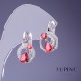 Xuping 13x21 mm rhodium-plated earrings with a red stone