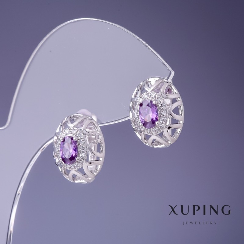 Сережки Xuping 15х12мм родій