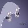 Xuping Earrings 17x8mm Rhodium-Coated with Black Stone