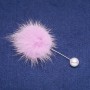 Lilac Mink Fur Brooch with Pin, 50 mm Diameter, 90 mm Length