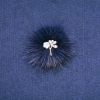 Blue mink fur brooch with a flower, 50 mm diameter