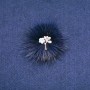 Blue mink fur brooch with a flower, 50 mm diameter