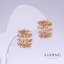 Xuping Branches Earrings with White Zircon, 15 mm long, 10 mm thick, 18K gold plating