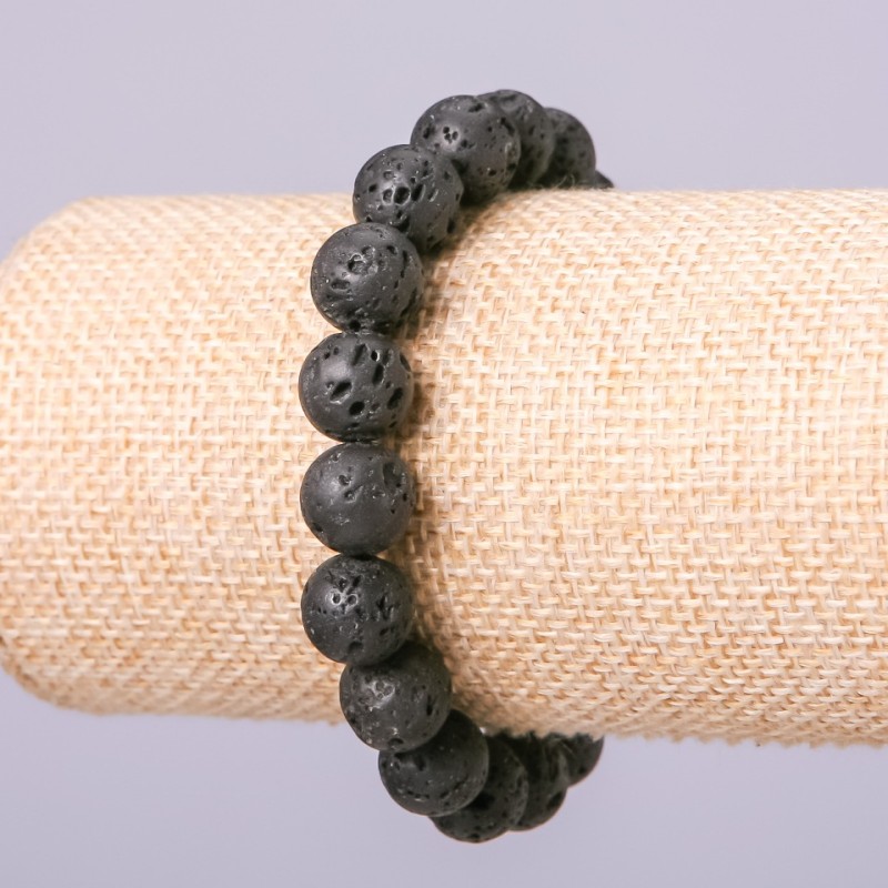 Bracelet with lava stone - lava bead, 8 mm diameter, 18 cm length on elastic