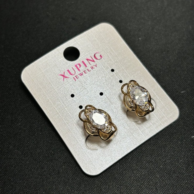 Xuping earrings with white zircon 10x15mm '18K gold plating'