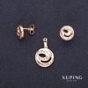 Earrings and Pendant Xuping 13x15 mm, 12 mm pendant diameter, 18k gold plating