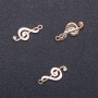 Pendant hardware 'Treble Clef' gold with white enamel, diameter 9 mm, L2m in-, diameter 1.7 mm packaging 9 pcs. (+ -)