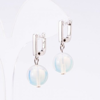 Earrings 'Elegant' Moonstone, diameter 14 mm, length 3 cm