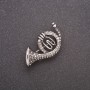 Brooch 'Trumpet Horn' with rhinestones gray metal 35x20mm
