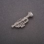 Brooch 'Trumpet' in Rhinestones, Gray Metal, 42x14 mm