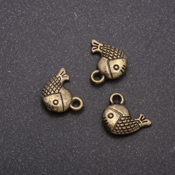 Bronze Fish pendant hardware, 13x12 mm, packaging 20 g ± 19 pcs