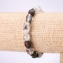 Faceted Moss Agate Bracelet, Natural Stone, 9mm Beads on Elastic, 18 cm Circumference