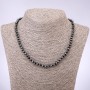 Beaded Necklace with Faceted Hematite Rondelles, 6x4 mm, 45 cm long