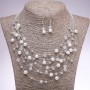 Earrings and Necklace Set 'On the Strings of the Soul' White Beads, 5-8 mm Diameter, 45-50 cm Long