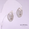 Xuping rhodium-plated earrings with white rhinestones 17x10mm